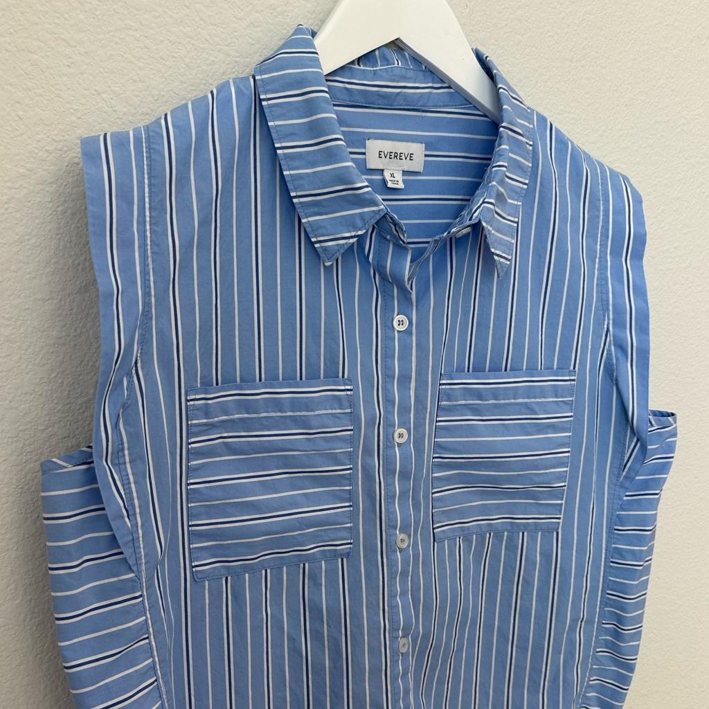 Evereve Ella Stripe Mix Sleeveless Button-Up